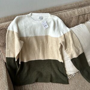 J Crew Tri-Color Sweater New with Tags